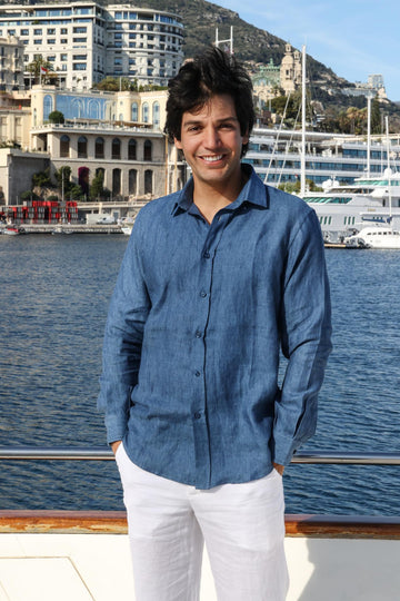 BLUE MARINE LINEN CHEMISE